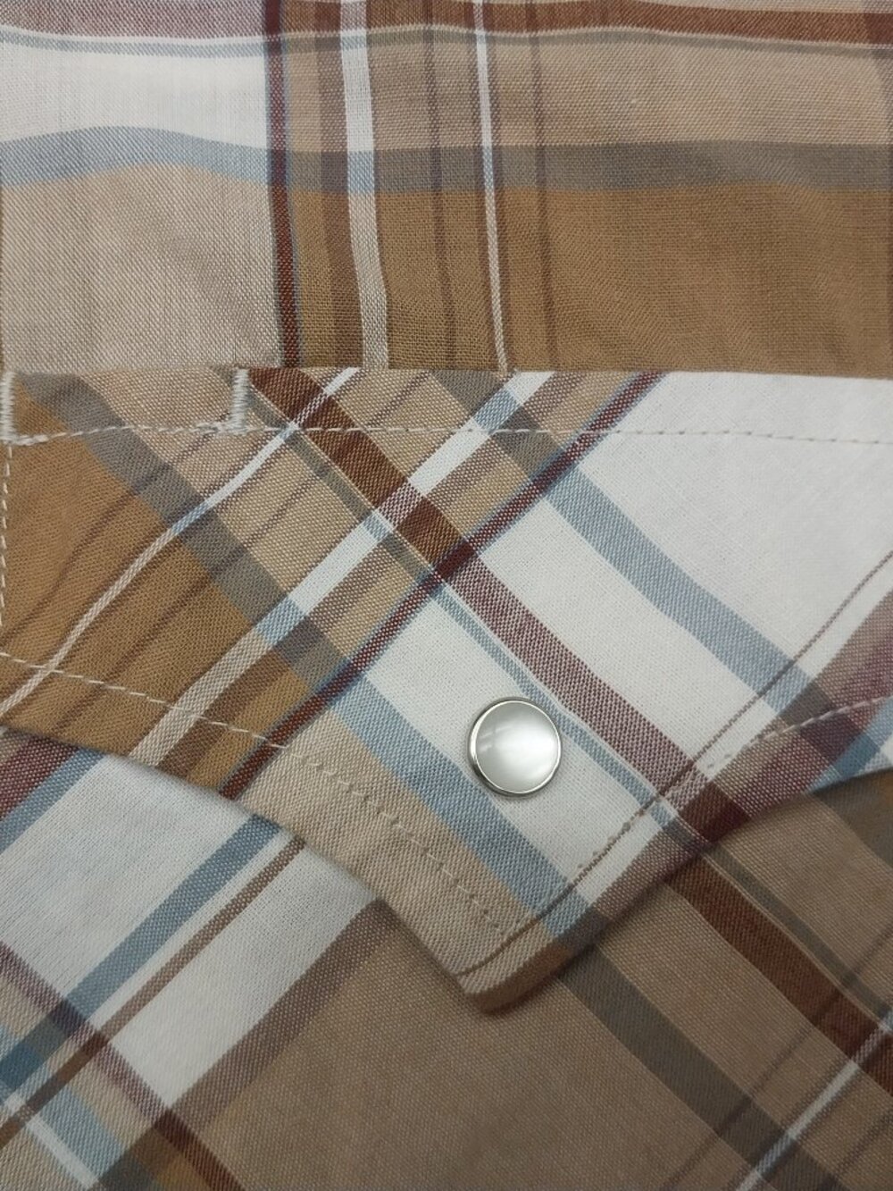 PLAINS WESTERN WEAR PEARL SNAP PLAID SIZE M SHORT SLEEVE SHIRT - Picture 3 of 13